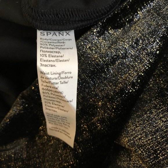 SPANX Velvet Shine Shimmer Leggings, Black & Gold.
In EUC. Worn once. - Picture 7 of 7